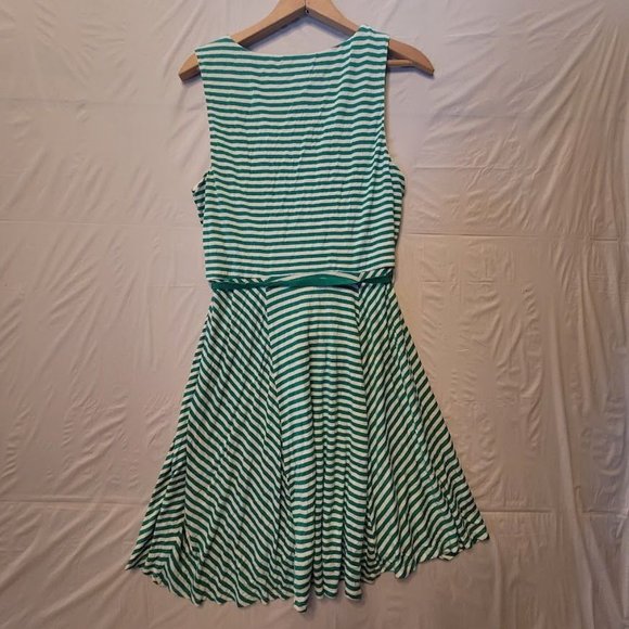Elle Green White Striped Sleeveless Midi Dress Size L - Picture 6 of 10